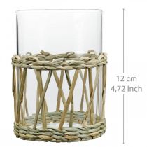 Artikel Glasvas cylinder flätat gräs bordsdekor glas Ø8cm H12cm