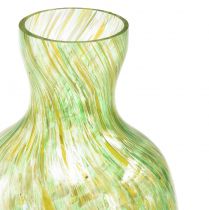 Artikel Glasvas glas dekorativ blomvas grön gul Ø10cm H18cm