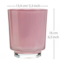 Orkidékruka glas rosa H16cm Ø13,4cm