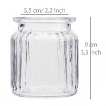 Artikel Glasvas räfflad vas glas Ø7,5cm H9cm 4st