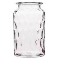 Glasvas med mönster, glaslykta H18,5cm Ø11cm klar