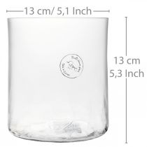 Cylindrisk glasvas Crackle clear, satinerad Ø13cm H13.5cm