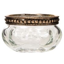 Artikel Glasljushållare med dekorativ metallkant, 6 cm, 4 stycken