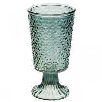 Lykta med fot, koppglas, dekorationsglas grå Ø10cm H18,5cm