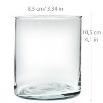 Rund glasvas, klarglascylinder Ø9cm H10,5cm