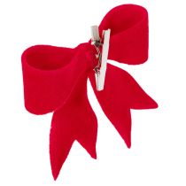 Artikel Dekorativ röd rosett med klämma. Mångsidig juldekoration. 11 cm, 4 stycken.