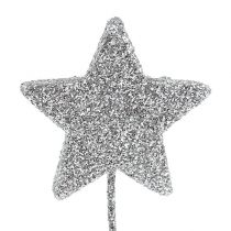 Glitter star silver 5cm på tråd L22cm 48st