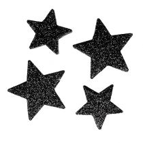 Glitter stjärnor svart 4-5cm 40st