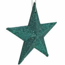 Artikel Glitter stjärnset deco galge och scatter dekoration smaragd, ljusgrön 9cm/5cm 18 stycken