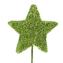 Glitter stjärnor på trådgrön 5cm 48st