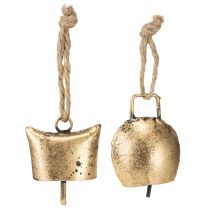 Artikel Julklockor julgransdekorationer metall vintage guld 5 cm 8 stycken