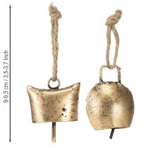 Artikel Julklockor julgransdekorationer metall vintage guld 5 cm 8 stycken