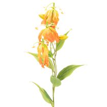 Artikel Konstgjord Gloriosa orange blomma med långa stjälkar för vaser 80cm 3st