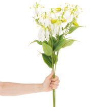 Artikel Konstgjord Gloriosa-blomma, vit och gul, elegant blommande gren för dekoration, 80 cm, 3 stycken