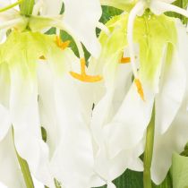 Artikel Konstgjord Gloriosa-blomma, vit och gul, elegant blommande gren för dekoration, 80 cm, 3 stycken