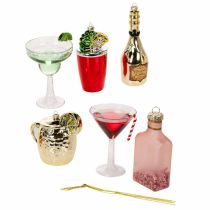 Artikel Mini cocktaildekorationer att hänga i julgranen, 14 cm, 6 stycken