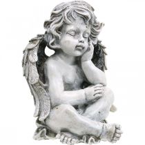 Grabengel Ängel Grå Grav Figur Gravdekoration 24cm