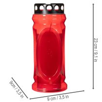 Artikel Gravljus rött, lock svart, minnesljus 4 dagar 23cm