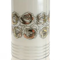 Artikel Gravljus vita rosor guld sorgljus Ø7cm 23,5cm 100h 2st