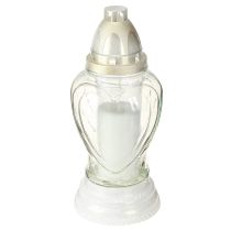 Artikel Gravljus glas med hjärtgravyr, gravlykta, klar Ø11cm H26cm