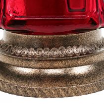 Gravljus glasgravyr ängelgravslykta röd Ø11cm H28,5cm
