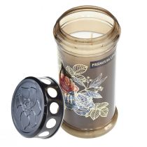 Artikel Gravljus motiv ljus blommor Ø7,5cmH16,5cm 3 dagar 3 st