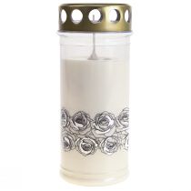 Artikel Gravljus vita rosor silver sorgeljus Ø7cm H18cm 77h
