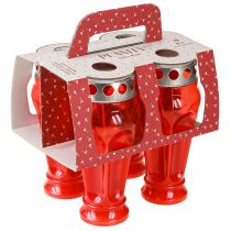 Artikel Röda gravljus/ljus, 18 timmars brinntid, Ø9 cm H19 cm, 4 stycken