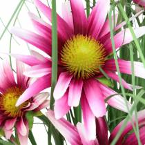 Artikel Gräs med Echinacea artificiellt i en kruka rosa 63 cm