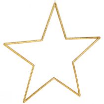 Artikel Stora dekorativa stjärnor guld glitter dekoration för upphängning 24cm 6 st