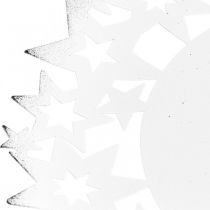 Jultallrik prydnadstallrik i metall med stjärnor vit Ø34cm