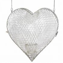 Hängande dekorationstrådshjärta, värmeljushållare för upphängning 29×27,5cm