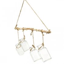 Artikel Träfönsterdekoration med hängande glasvaser för blomsterarrangemang