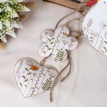 Artikel Hängande dekoration metalldekoration hjärtan och blommor vit 10cm 4st