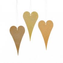 Hängande dekorationsfönster metallhjärtan, dekorativa hjärtan att hänga upp beige/gul/orange H10cm 6st