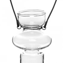 Miniglasvaser hängande vas metallfäste glasdekoration H10,5cm 4st