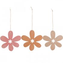 Deco blomma trähänge träblomma orange/rosa/gul 12 st