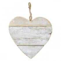 Artikel Hjärta av trä, dekorativt hjärta för upphängning, hjärta deco vit 20cm
