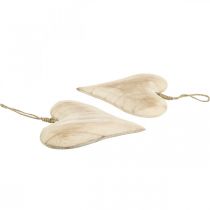 Artikel Trähjärta, dekorativt hjärta för upphängning, hjärtdekoration H16cm 2 st