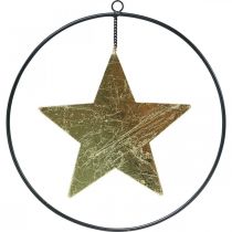 Juldekoration stjärnhänge guldsvart 12,5cm 3st
