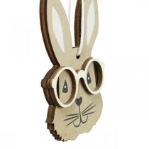 Trähänge kanin med glasögon morot brun beige 4×7,5cm 9st