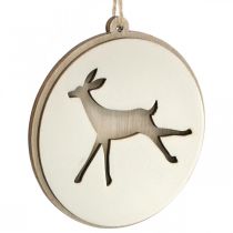 Artikel Hänge med rådjur, dekorationsmedaljong, trädekoration, advent Ø9,5cm 6st