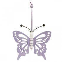 Hängande dekoration deco fjärilar trä lila/vit 12×11cm 4st