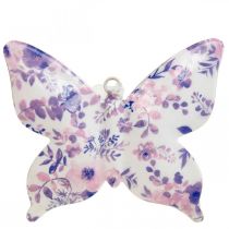 Dekorativa fjärilar metallhängande dekoration lila 12×10cm 3st