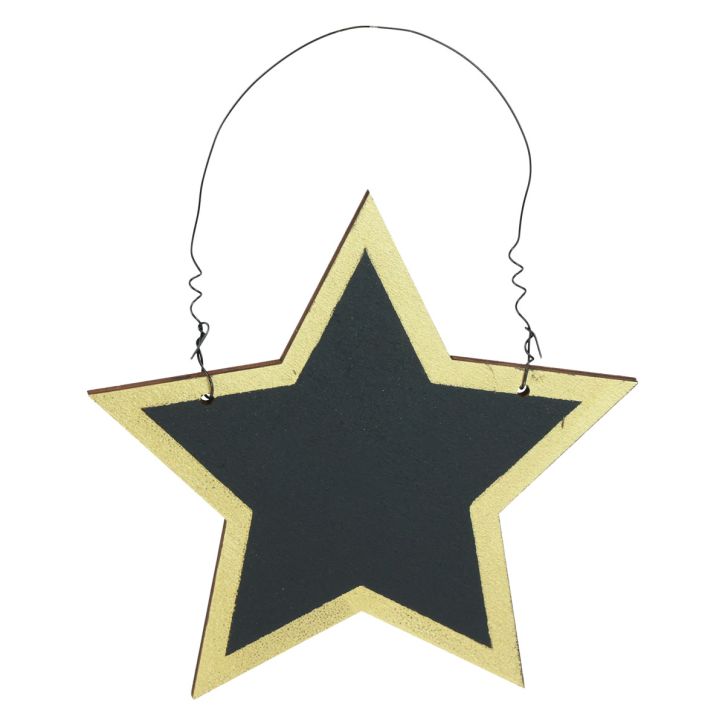 Trästjärnor svart guld dekorativa galgar jul Ø15cm 8st