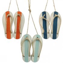 Deco flip flops hängande dekoration maritim orange/blå H15cm 3st