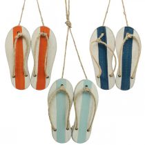 Artikel Dekorativa flip flops hängande dekoration maritim orange/blå H15cm 3 st