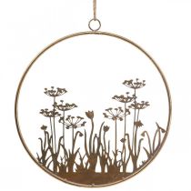 Väggdekoration blommor metalldekoration för upphängning av guld antik Ø38cm