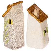 Artikel Rustikt keramikhus med ljusstark LED-belysning, perfekt som stämningsfull bordsdekoration, 15 cm, 2 stycken