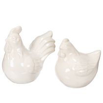 Artikel Kycklingfigur, glansig glaserad, för modern heminredning, 17 cm, 2 stycken